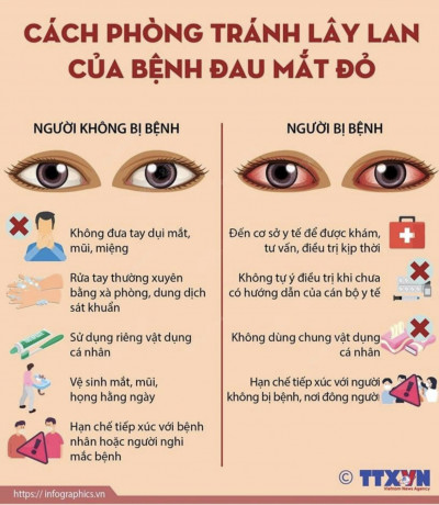 CÁC BIỆN PHÁP PHÒNG TRÁNH VỀ BỆNH ĐAU MẮT ĐỎ
