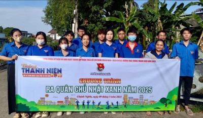 Tham gia buổi ra quân "Ngày chủ nhật xanh" hưởng ứng tháng thanh niên do Đoàn phường Chánh Nghĩa tổ chức